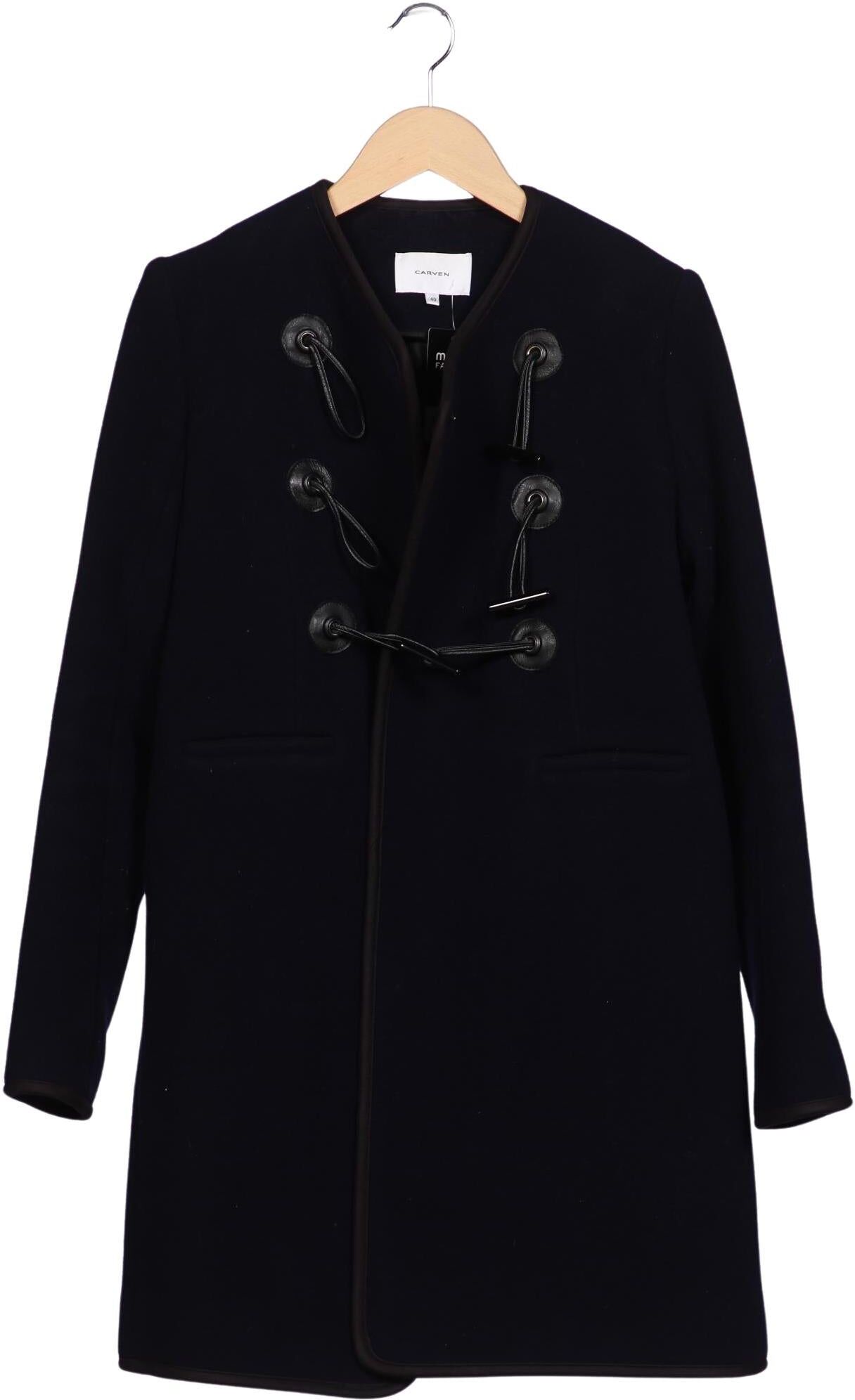 Carven Damen Mantel, Marineblau, Gr. EU 38 (FR 40), Wolle / Synthetik / Viskose - Second Hand