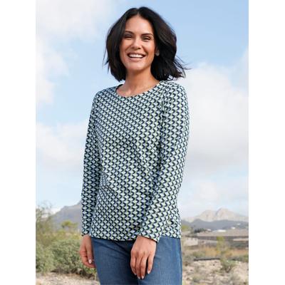 Print-Shirt CASUAL LOOKS "Druck-Shirt", Damen, Gr. 36, dunkelblau, eucalyptus, bedruckt, 100% Baumwolle, gemustert, mehrfarbig, Rundhals, Shirts