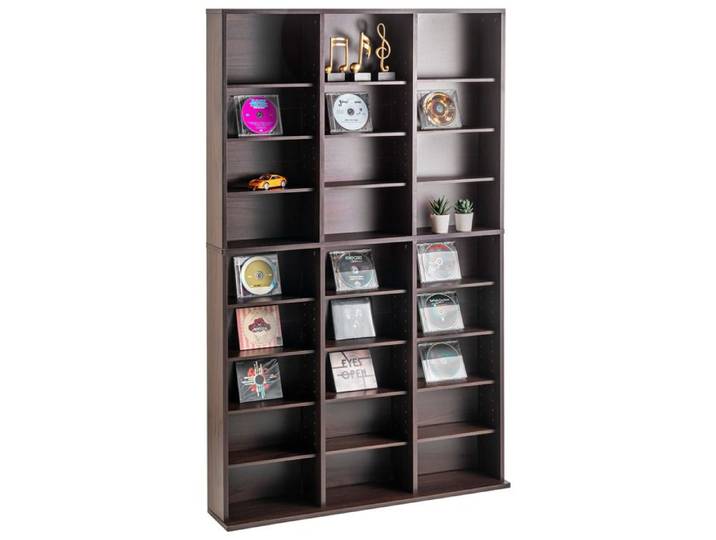 Meuble de Rangement Multimédia - DUOKU - Étagère DVD Réglable - 9 Niveaux - 27 Compartiments - Expresso