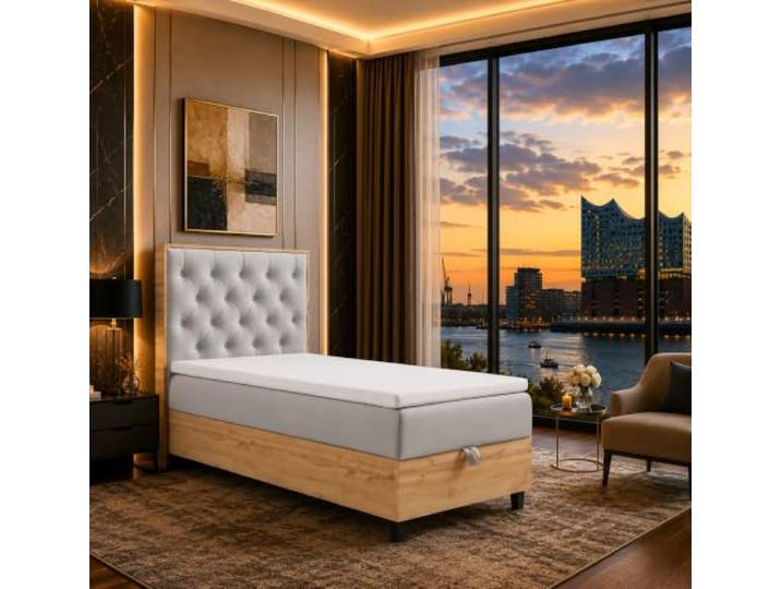 Best For Home Boxspringbett Trinity K-14 mit Bettkasten Matratze und Topper Robustes Boxspringbett 80x200 mit integriertem Bettkasten, Bonell-Federkernmatratze H3, komfortablem Topper und mit Liefer