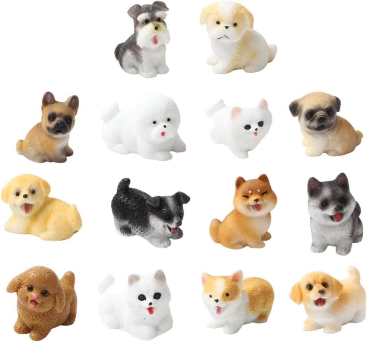 Set van 14 gedetailleerde honden beeldjes voor decoratie van je interieur