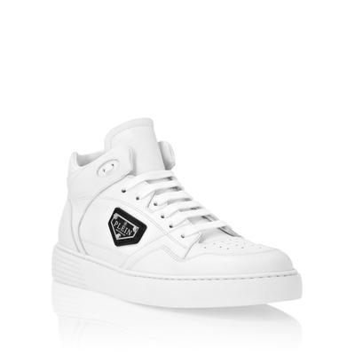 Sneaker PHILIPP PLEIN "Mid-Top-Sneaker", Herren, Gr. 37, Normalschaft, weiß (01, weiß), Schuhe Sneaker