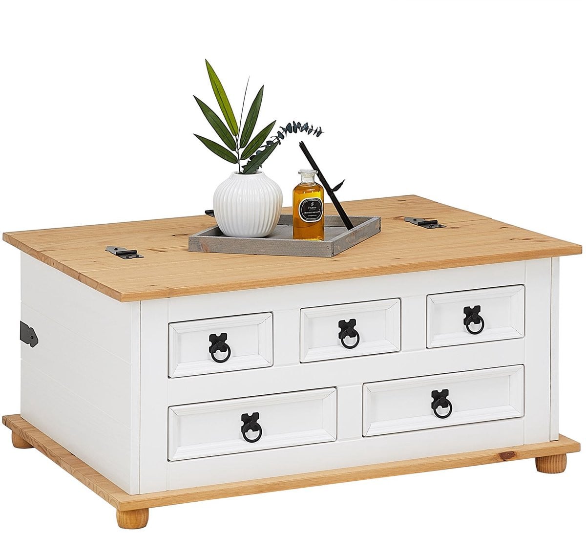 IDIMEX Mexicaanse kisttafel TEQUILA van massief hout - wit/bruin
