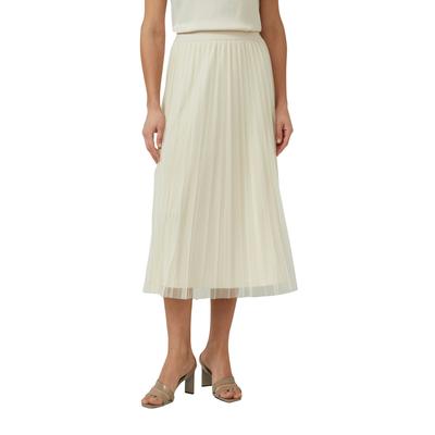 Midirock S.OLIVER BLACK LABEL, Damen, Gr. 46, beige (grau beige), Mesh, Obermaterial: 100% Polyester, unifarben, normal 3/4-Länge, Röcke, mit Falten und Gummibund