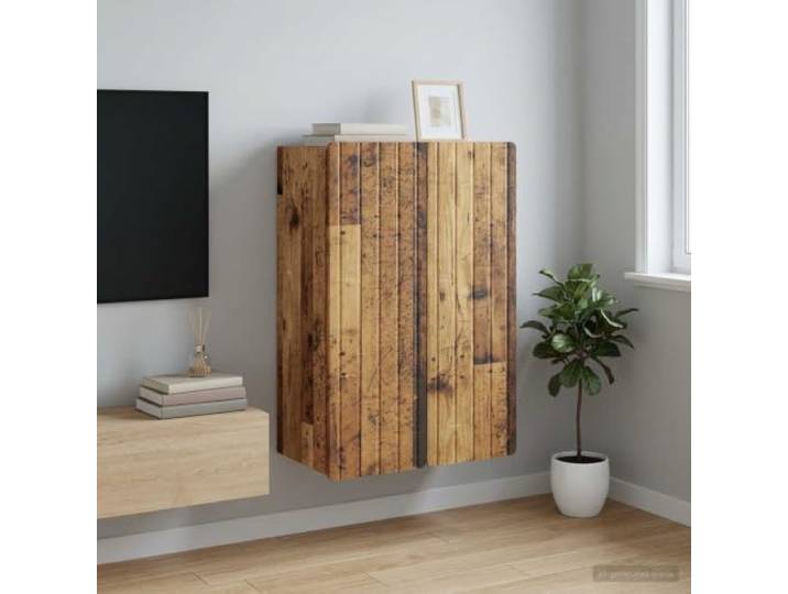 GPWERSDF Wandschrank Altholz 66x34,5x92cm Holzwerkstoff mit Pendeltüren Vintage Look, Holzwerkstoff, 90-Grad-Türen, Regale, vielseitig, pflegeleicht