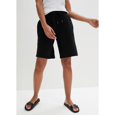 Sweatshorts BONPRIX, Damen, Gr. 44/46 (L), N-Gr, schwarz, Sweatware, Obermaterial: 60% Baumwolle, 40% Polyester, loose fit, Hosen Sweatshorts, aus überwiegend Baumwolle, mit großem Taschen, lockere Passform