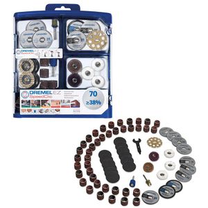 Dremel Multifunktionswerkzeug-Zubehör SC725, EZ SpeedClic-Set, Spannzange, für Holz, Metall, Kunststoff, 70-teilig