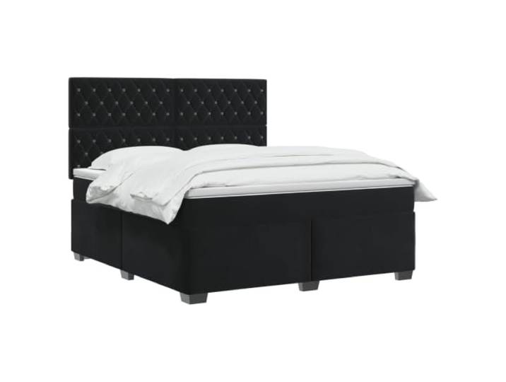 vidaXL Boxspringbett mit Matratze Schwarz 160 x 200 cm Samt