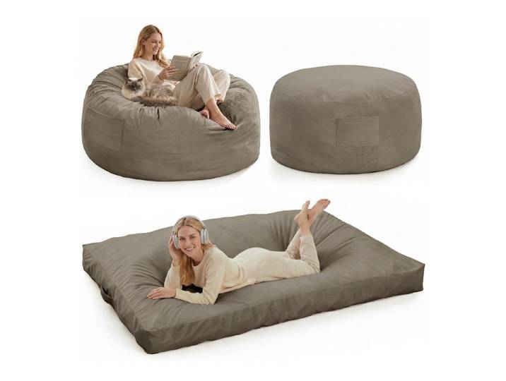 GarveeMore Relaxsessel 3-in-1 Sitzsack Bett mit Memory-Schaum, waschbar, rutschfest, multifunktional für Wohnzimmer & Jugendzimmer, Sitzsack Bett