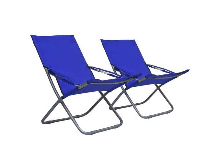 Chaises de plage/Fauteuil pliables GGK lot de 2 Tissu Bleu GG139