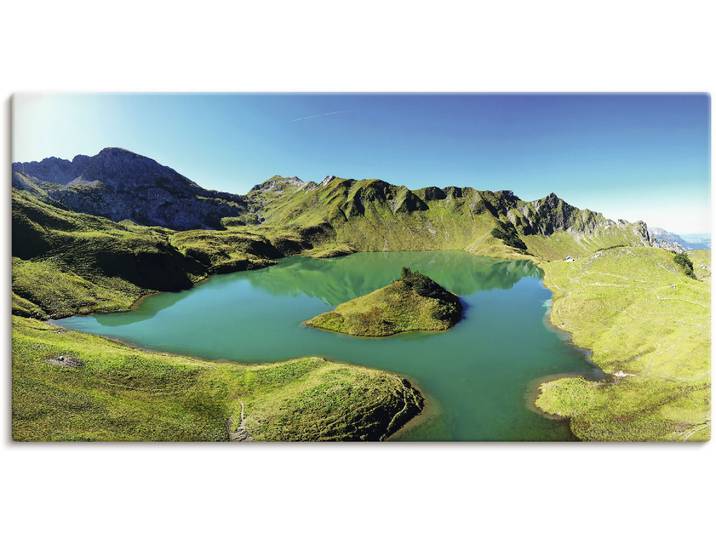 Leinwandbild ARTLAND Schrecksee Bayerischen Hochalpen , grün (farbe bild(er): grün), B:100cm H:50cm, Bilder, Leinwandbild, auf Holzrahmen gespannt