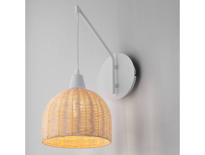 Wandleuchte Fado Typ B Ø 21cm Weiß/Weiß Material: Metall, Naturfaser Metallart: Aluminium Naturfaserart: Rattan Oberfläche Metall: Lackiert LED