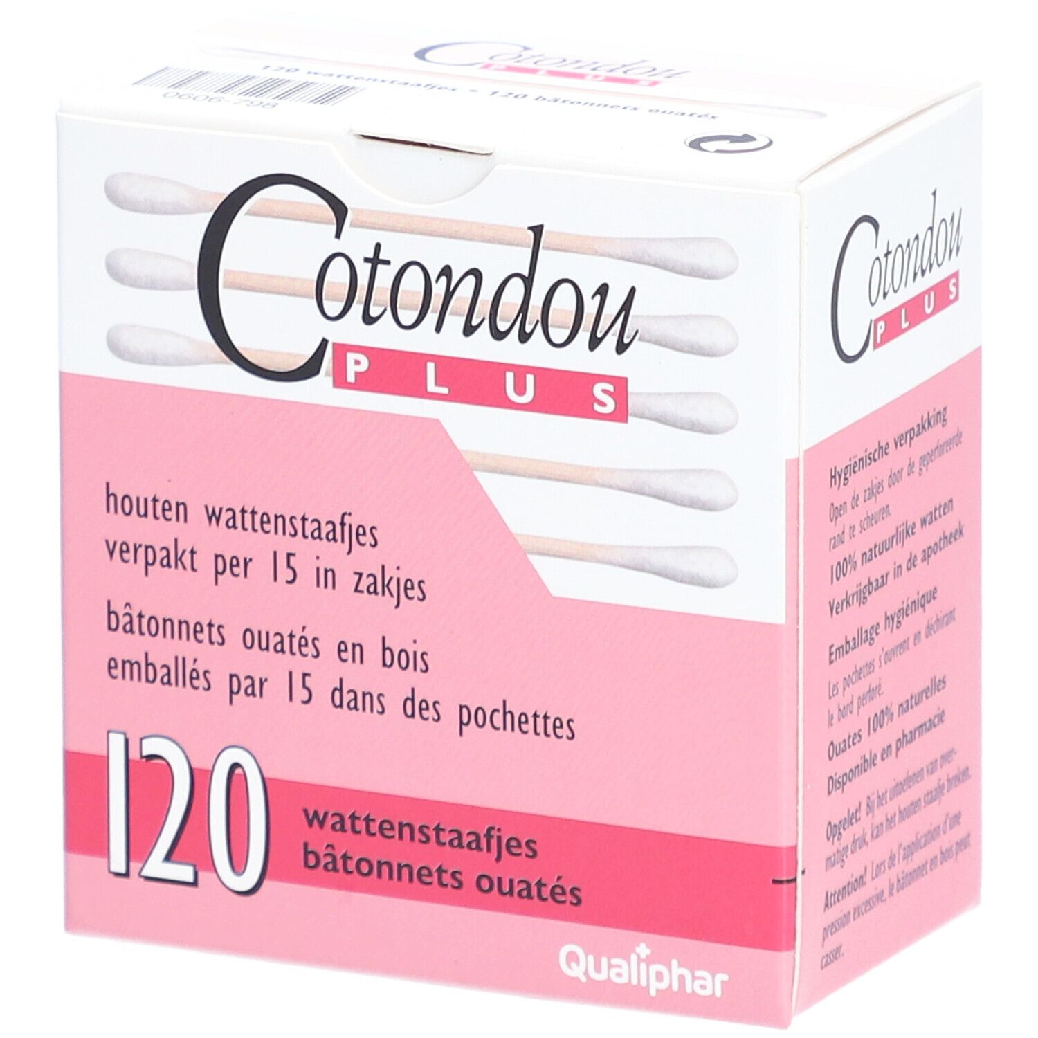 Cotondou Plus Wattenstaafje Hout 120 St Stäbchen