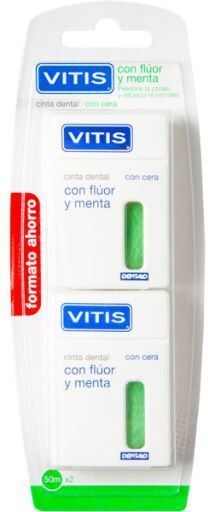 Vitis Vitis Dental Tape with Fluorine and Mint 2x50 ml