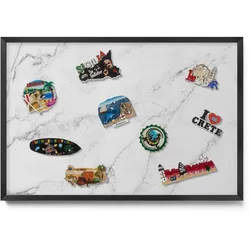 MAGNETTAFEL 60x40 cm Schwarzer Rahmen Zarter Hellmarmor