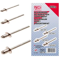 BGS Blindnieten-Sortiment Alu, 400tlg. - 8058