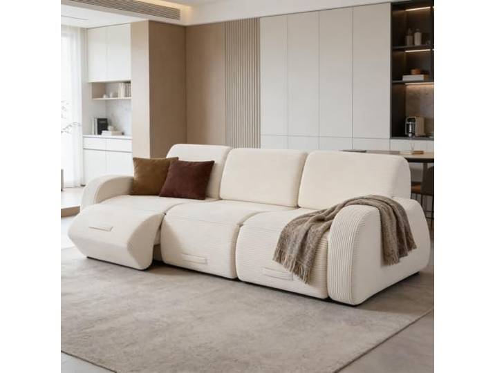 Villeston 3-Teiliges Sofa aus Cord Modulares Sofa mit breiten Sitzelementen, Komfortables Lounge-Sofa, Modernes Relaxsofa für Wohnzimmer