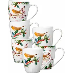 HENKELBECHER Winter Bird bunt 360 ml 6er Set