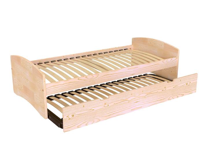 Lit gigogne 80x200 Happy pin massif 80x200 Brut (sans vernis)