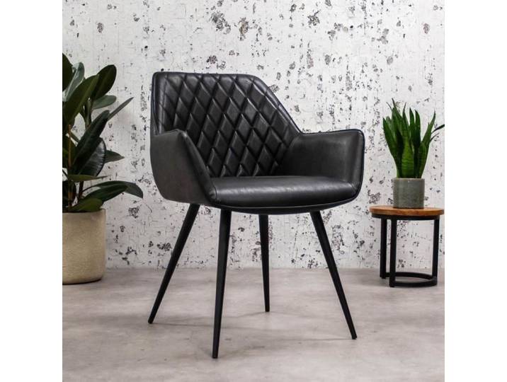 Cara Chaise Salle A Manger Noir Industriel - Simili Cuir