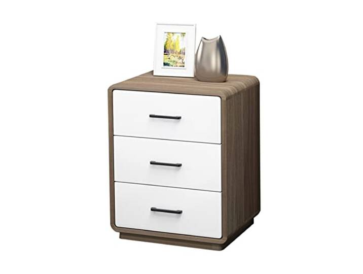 YANG11FAN Vielseitig Nachttische mit 3 weißen Schubladen Modernes Holzende for Schlafzimmer und Wohnzimmer(Bruin)