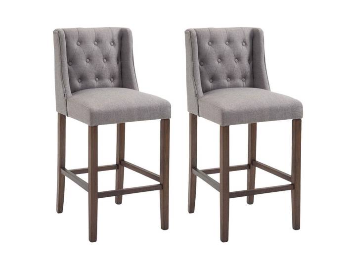 CLP Barhocker 2er Set Stoff hellgrau, Hellgrau, Holz, 56x111x51 cm, Esszimmer, Barmöbel, Barhocker