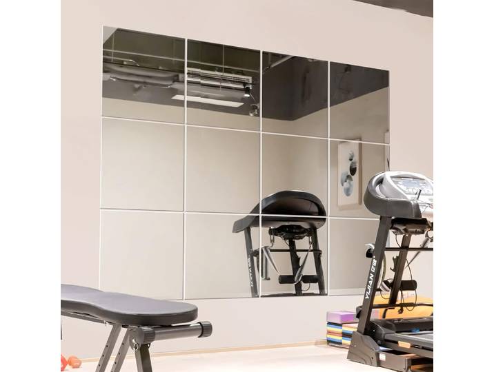 Miroir mural de maison pour miroir de gymnastique à domicile, miroirs pleine longueur fixés au mur, carreaux de miroir complets sans cadre pour mur, porte,
