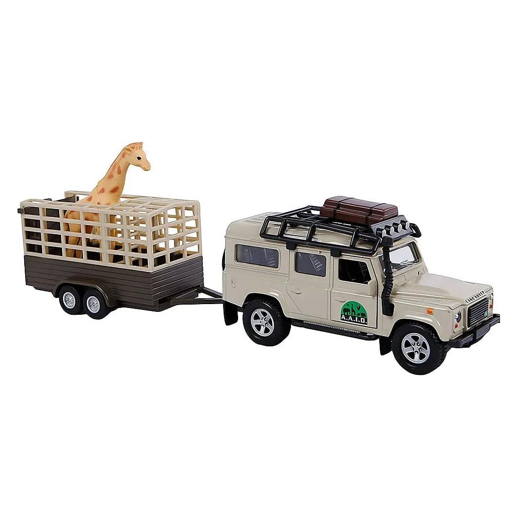 Kids Globe Land Rover aus Druckguss mit Giraffenanhänger (041.521723)