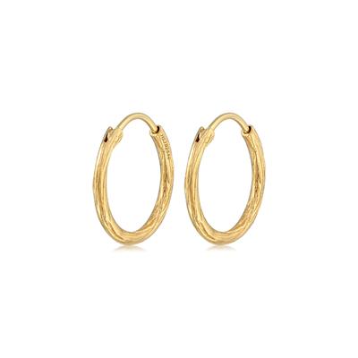 Paar Creolen ELLI "Creole Casual Raues Finish 925 Silber", gold, Ohrringe, Damen, onesize, ohne Stein, Silber 925 (Sterlingsilber)