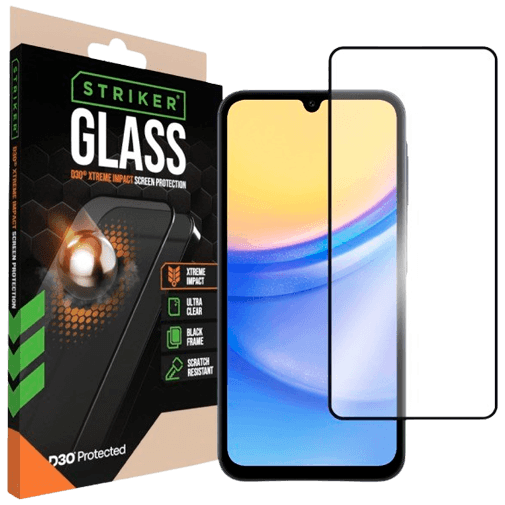 Striker D3O Gehärtetes Glass Edge To Edge Displayschutzfolie Samsung Galaxy A15 4G/5G