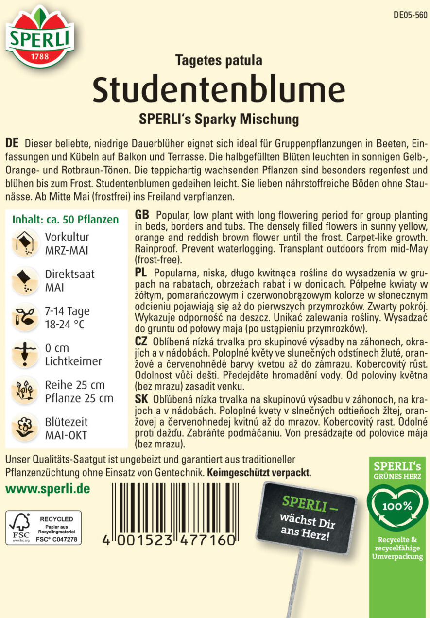 Sperli Studentenblume SPERLI's Sparky Mischung