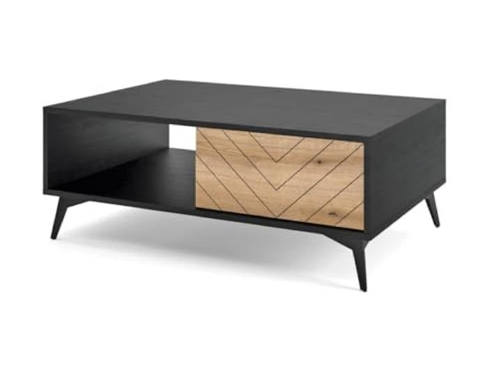 Emporius Kaffeetisch mit Schublade Emerald - Couchtisch 100 cm - Möbel vom Hersteller, Wohnzimmer, Schwarz Couchtisch