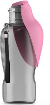 United LeafFlow Portable Pet Water Bottle With Foldable Bowl Leak Proof Travel Dispenser pink