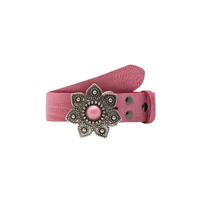 Ledergürtel RETTUNGSRING GÜRTEL "»Gump Pink«, mit austauschbarer Schließe »Blume Mit Rosa Stein«", Herren, Gr. 100, rosa, Rindsleder, Gürtel Ledergürtel
