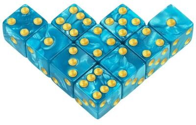 Uplift Essentials 6 Sided Marble Acrylic D6 Dice Set (16mm) sky Blue