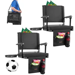 VEVOR Stadionsitz tragbarer Tribünenstuhl mit Rückenlehne & Armlehne, Tribünensitz mit Schultergurt & Getränkehalter & Haken, Stadionstuhl (474,98 mm Gesamtbreite) Schwarz 2 Stk.