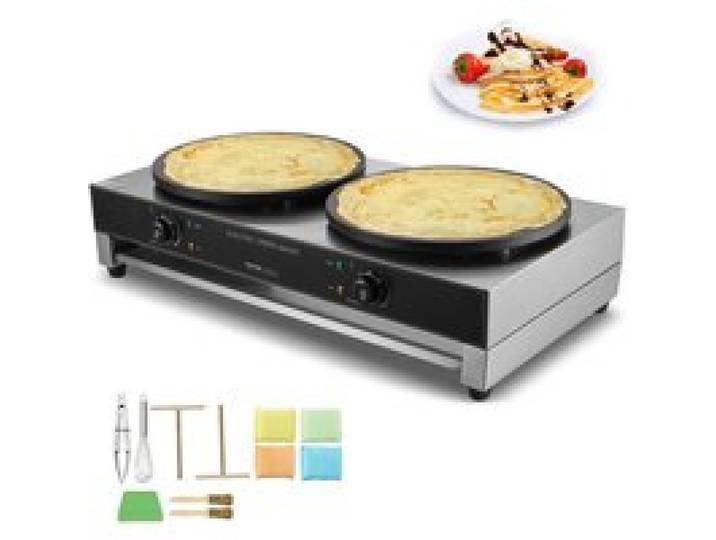 Crêpière Électrique 40 cm Appareil à Crêpes Commercial à Double Tête Machine à Crêpes Antiadhésive