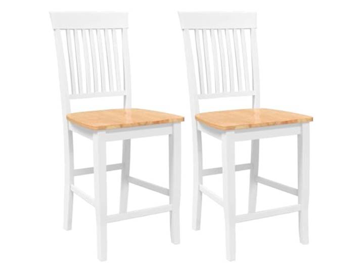 GPUTYGHN Barhocker 2 STK. Weiß Massivholz Gummibaum Ergonomische Rückenlehne, Esszimmer, Wohnzimmer, Naturholz, stoßfest, langlebig