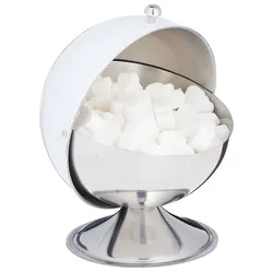 relaxdays Zuckerdose Edelstahl 16 x 13 x 14,5 cm weiß