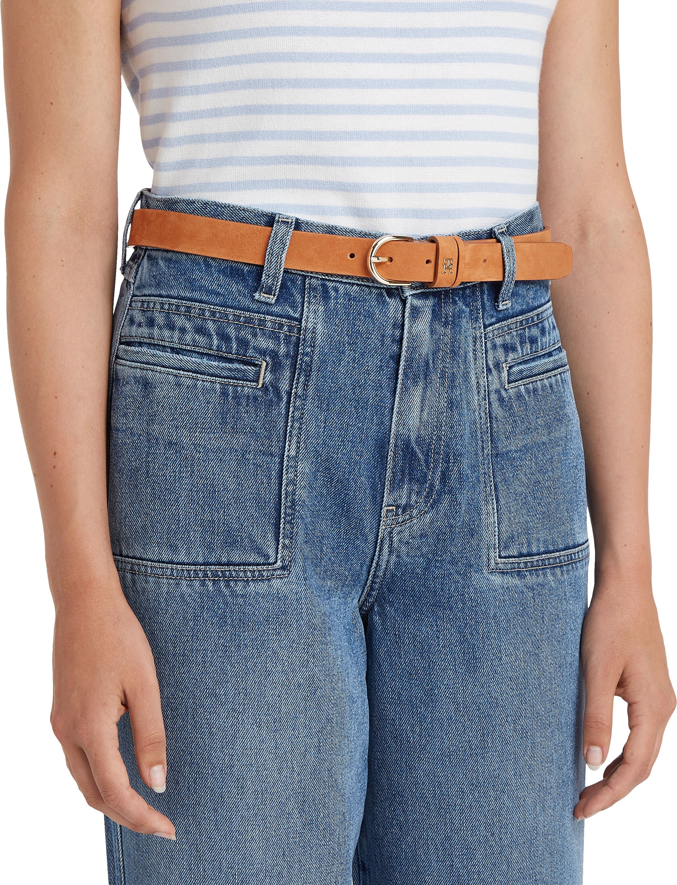 Ledergürtel TOMMY HILFIGER "ESSENTIAL EFFORTLESS 2.5 cm breit NUBUCK", Damen, Gr. 70, braun (cinnamon bark), Rindsleder, unifarben, Gürtel Ledergürtel, Grössenverstellbar cinnamon bark 70