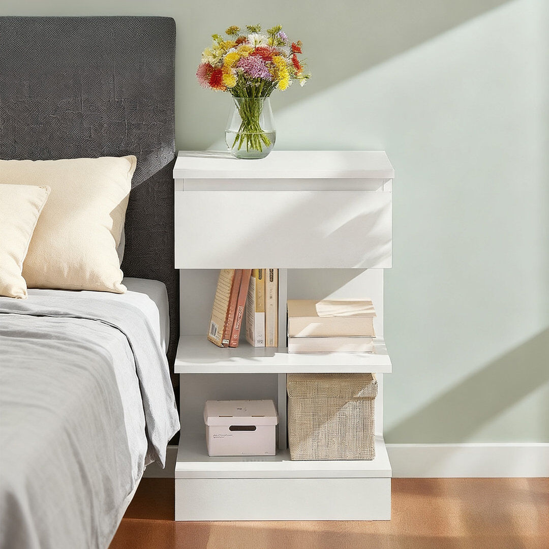 Zipcode Design Irasville 39 cm W Bedside Table White 65cm H X 39cm W X 39cm D