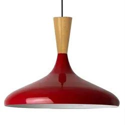 Bamyum Champion aus Holz Metall E27 Moderne Rot Pendelleuchte