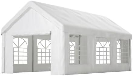 Zeltgarage 3x6 m - Doppelte Rolltore für Durchfahrtszugang, abnehmbares Dach & Seitenwände, wasserdicht & UV-beständig, grau - Als Carport, Partyzelt, Lagerzelt für Auto, SUV, LKW