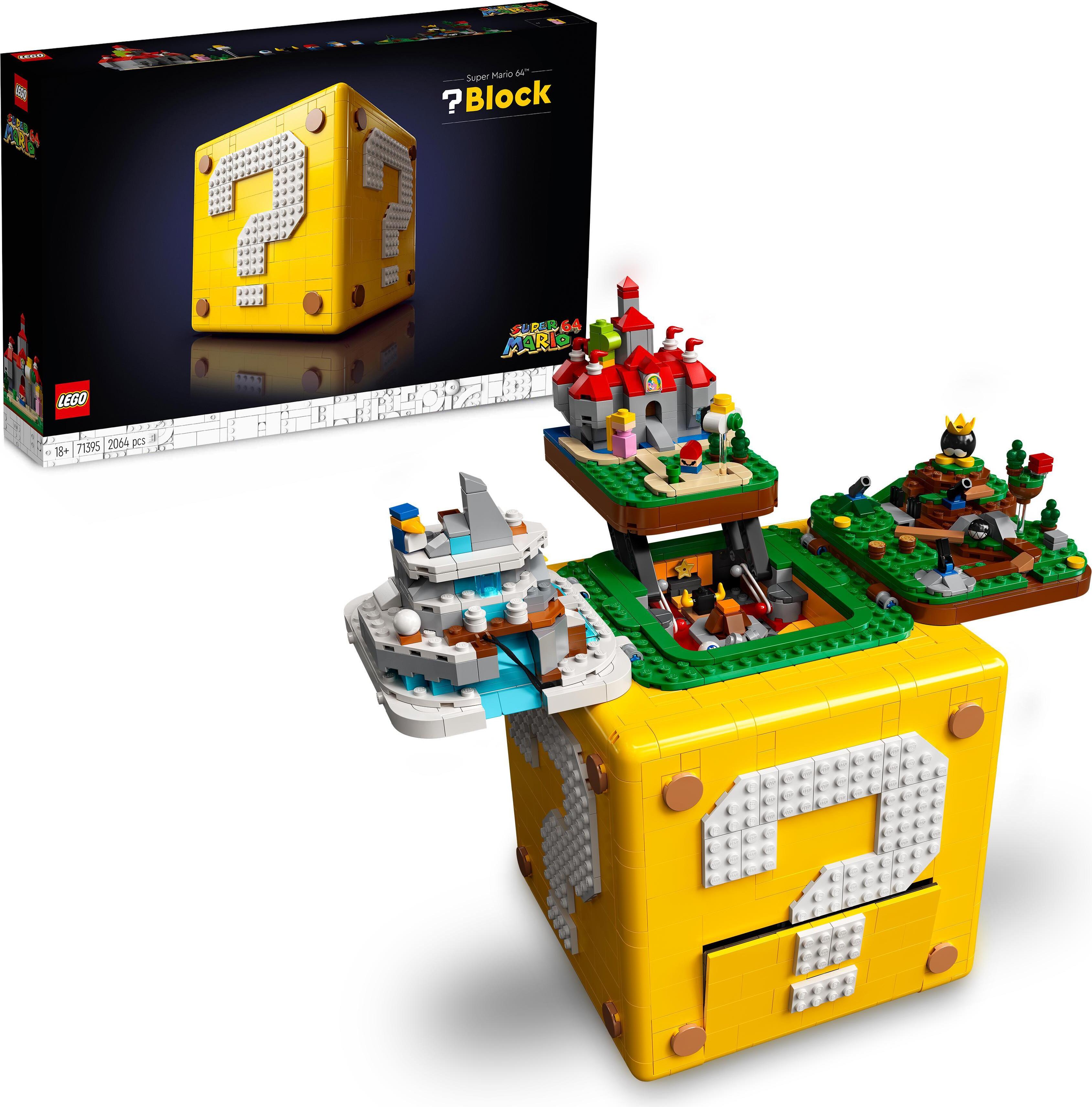 LEGO Fragezeichen-Block aus Super Mario 64, 3D Set für Erwachsene mit Prinzessin Peach und Yoshi Mikro-Figuren, kreative Geschenk 71395