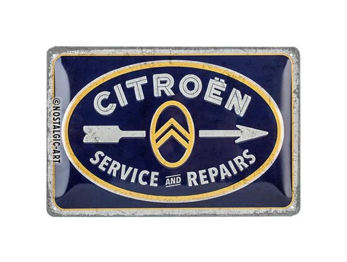 Nostalgic-Art Metalen Retro Bord, Citroen – Service & Repairs – Geschenkidee voor fans van autoaccessoires, van metaal, Vintage ontwerp, 20 x 30 cm