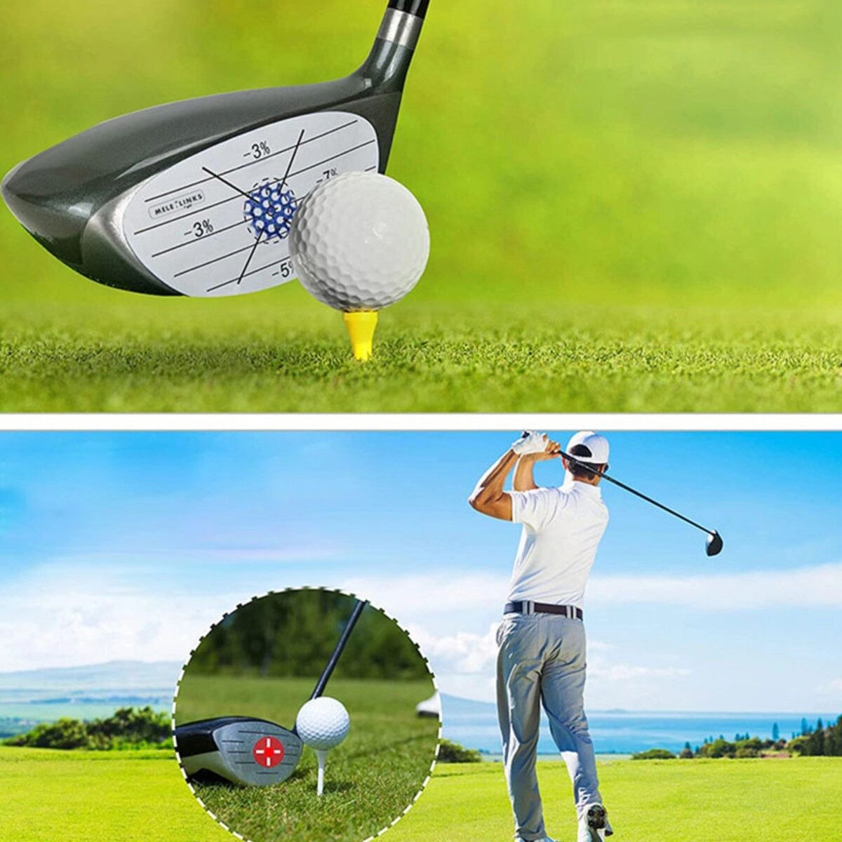 INF Golf-Impact-Tape Aufkleber 2 Rollen 10 Blätter — Beschichtetes, selbstklebendes Papier zur Schlagflächen-Analyse