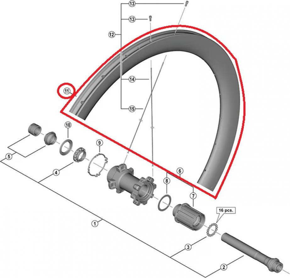 Shimano Rim For Complete Wheel,For Wh-R8170-C36-Tl, Rear:12Mm E-Thru, 24H Tub...