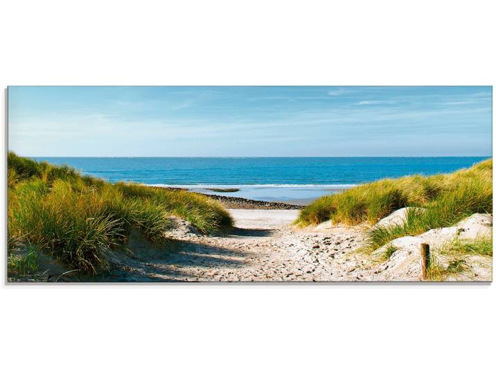 Glasbild ARTLAND Strand mit Sanddünen und Weg zur See , beige (farbe bild(er): naturfarben), B:125cm H:50cm, Bilder, Glasbild, in verschiedenen Grössen