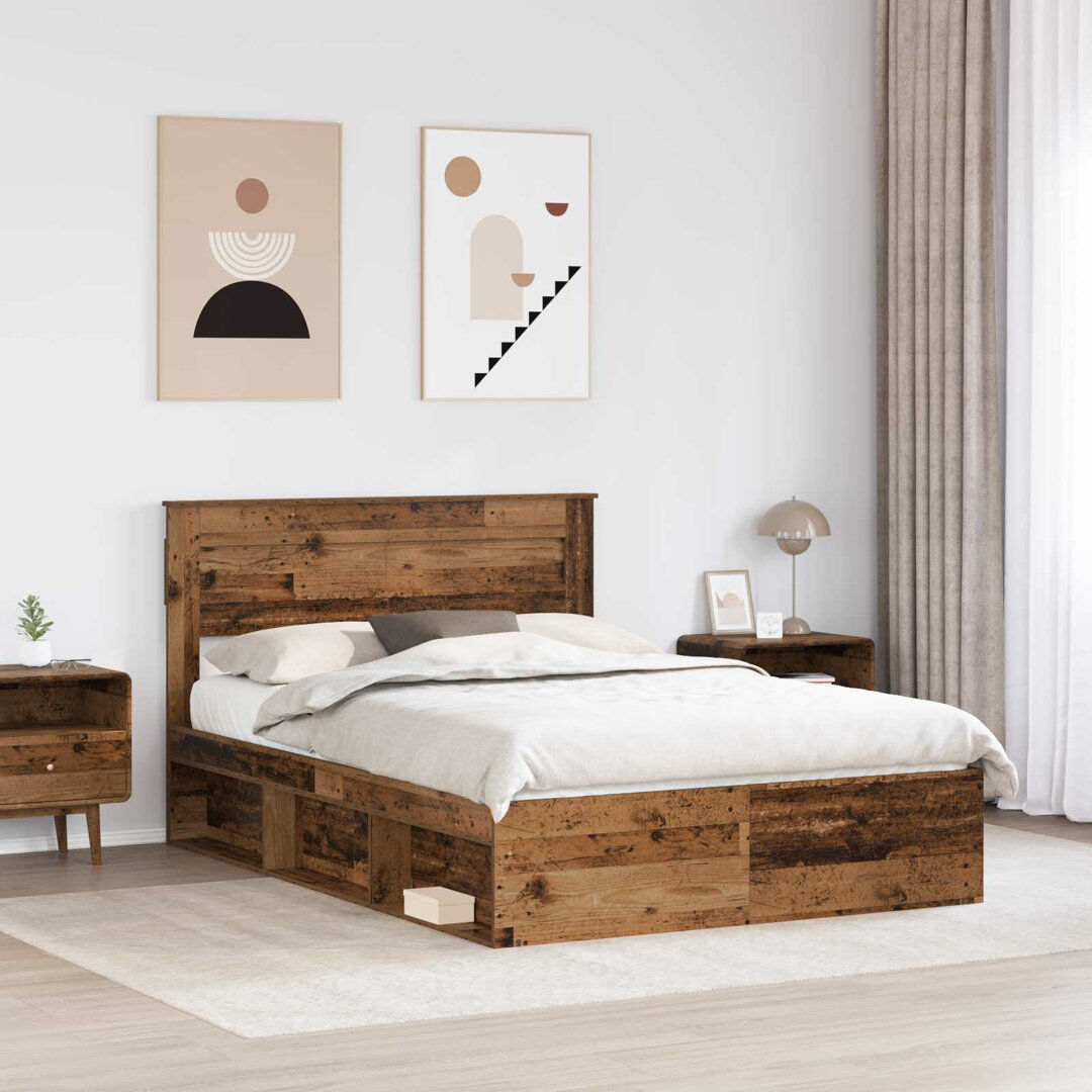 17 Stories Bed Old Wood 140 x 190cm