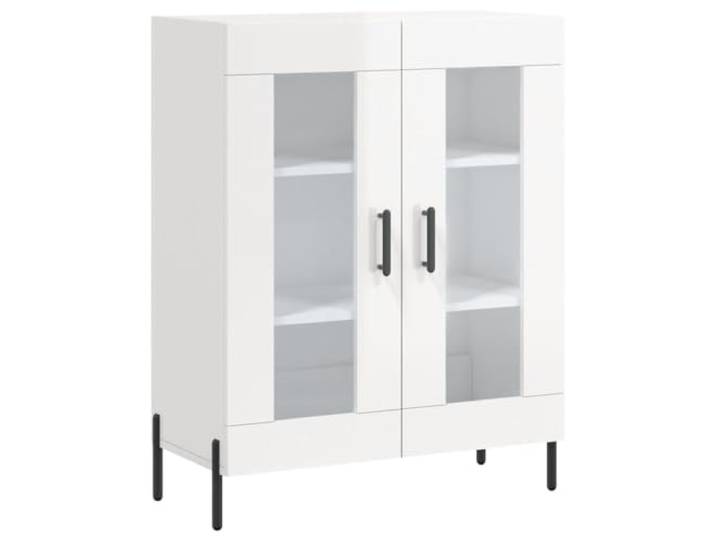KGFHERENB Sideboard Hochglanz-Weiß 69,5x34x90 cm Holzwerkstoff Schrank Moderner Kommodenschrank in Weiß-Hochglanz mit stabilen Eisenbeinen für Wohnzimmer, Flur und Esszimmer.